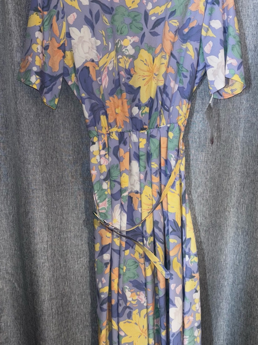 1980s Lavender Floral Belted Maxi Dress by Florentine